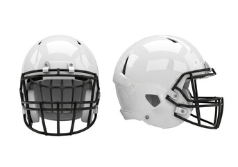 Fototapeta premium White american football helmet with black face mask, isolated on a white background isolated on transparent background