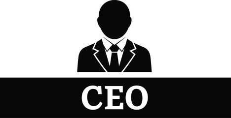 CEO business icon vector showing man in suit silhouette for corporate management and leadership design.