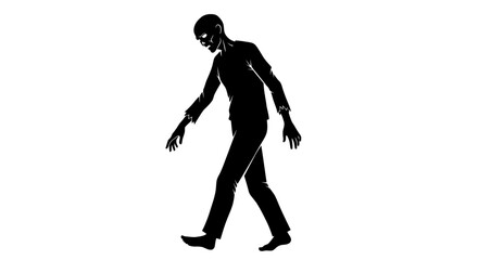 Silhouette of a devilish figure with horns and clawed hands, adorned with flame-like patterns.