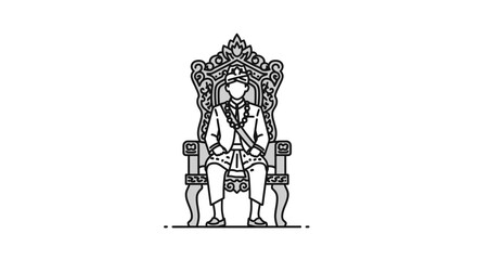 A stylized illustration of a person seated on an ornate throne, facing forward.