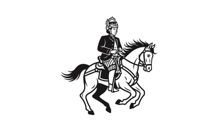 Silhouette of a devilish figure with horns and clawed hands, adorned with flame-like patterns.