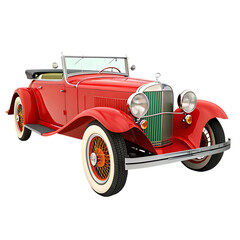 Vintage red convertible classic car isolated
