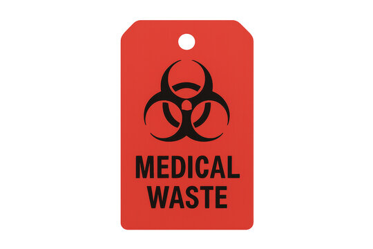 Medical waste biohazard tag with symbol warning