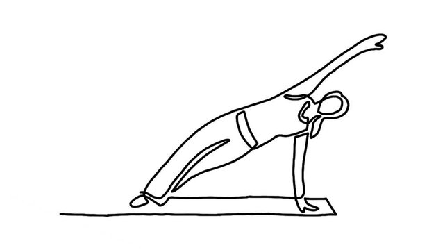 Continuous line animation of woman in a yoga pose