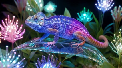 Chameleons Colorful Night - A Vibrant Display of Natures Beauty.