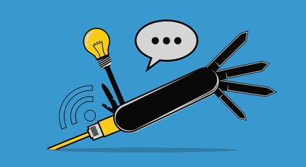 Swiss army knife with tools for communication and network technology