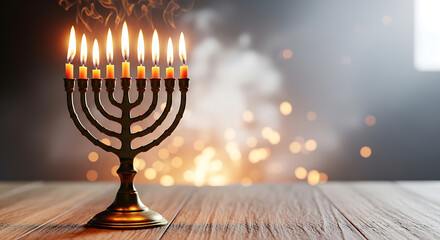 Fototapeta premium Hanukkah menorah with candles