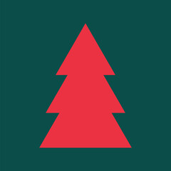 Red tree geometric flat illustration vector