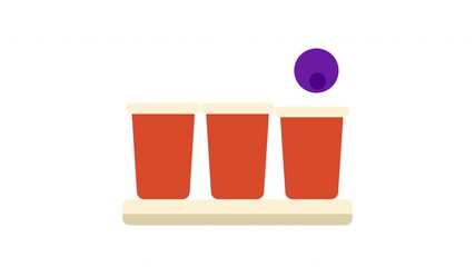 Beer pong bouncing ball loop on three red cups
