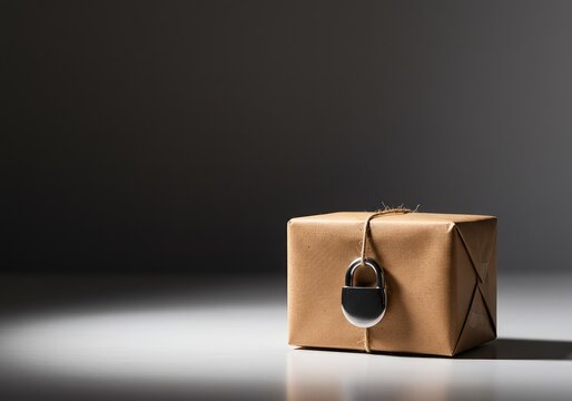 A small, secured shipping parcel wrapped in brown paper, symbolizing valuable investment assets and secure transport of wealth ,bar ,precious metal ,gold