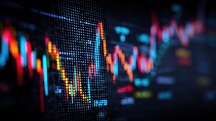 Stock exchange market chart, Stock market data on LED display. Business analysis concept.