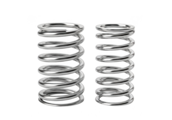 Two identical metal coil springs, isolated on transparent background