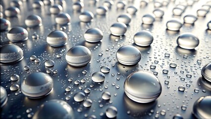 Water Droplets on a Smooth Metallic Surface Macro Photography Style