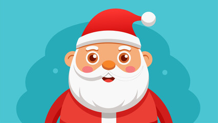 Charming Cartoon Santa Claus Face with Festive Red Hat and White Beard