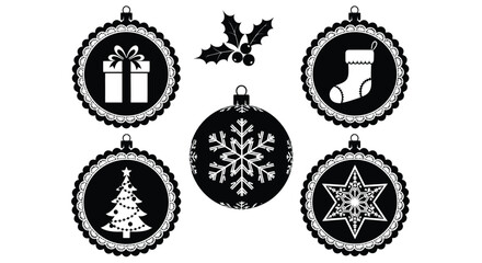 Elegant Christmas ornament icons for stylish holiday designs projects