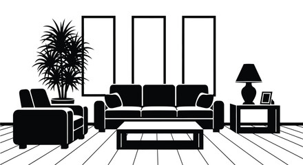 Stylish living room interior design with modern furniture elements