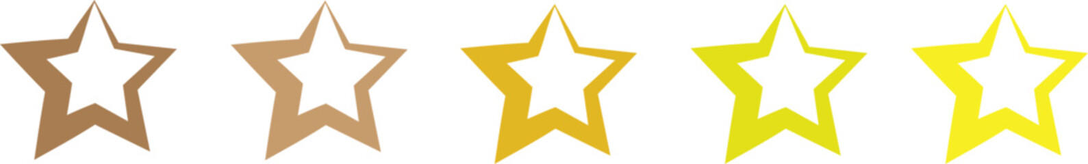 Gradient Rating Stars – Colorful Review Star Icons - yellow 5 star - hand drawn style doodle Vector Set