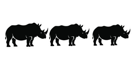 Powerful rhinoceros silhouettes for logo design or wildlife projects