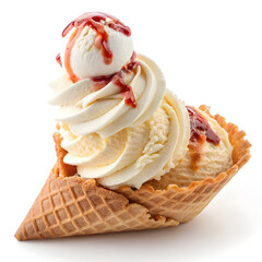 strawberry ice cream white background 