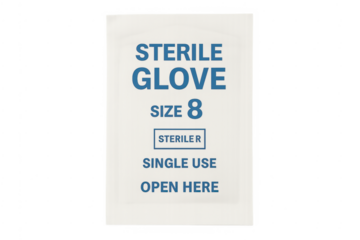 Sterile glove single use medical packaging ready for opening