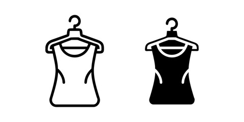 Clothing Hanger outline and pictogram Icon for Fashion, Wardrobe, and Apparel Organisation.