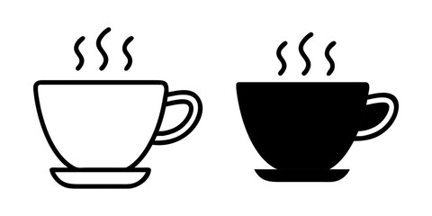 Cappuccino Cup outline and pictogram Icon for Coffee, Café, and Hot Beverage Design.
