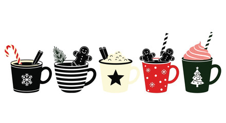 Enjoy cute festive holiday drinks with gingerbread and candy canes