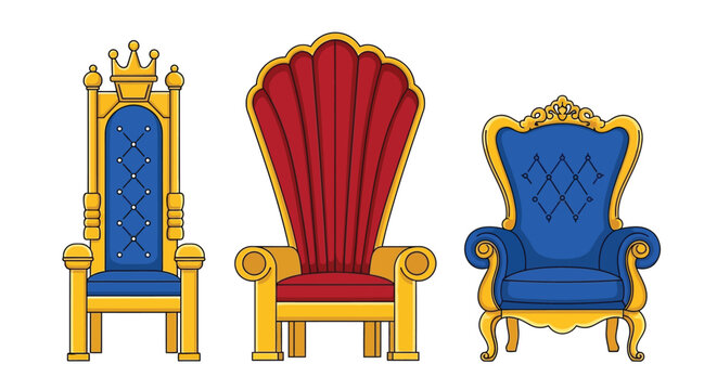 Royal throne chair vector illustration set for design and art