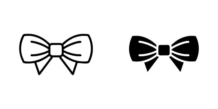 Bow Tie outline and pictogram Icon for Fashion, Accessories, and Formal Wear Design.