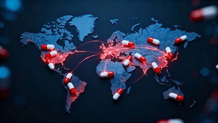 Concerning view of global pharmaceutical freight using data analytics to track pandemic spread on world map