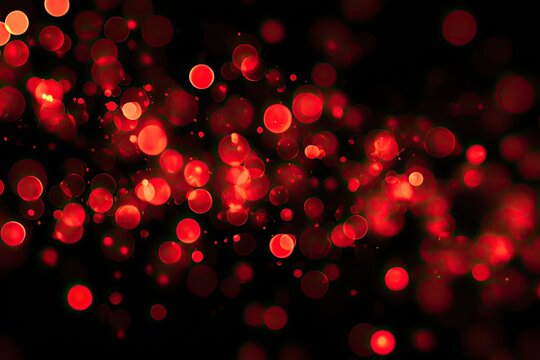 A dark background with glowing red orbs of varying sizes, simulating light particles