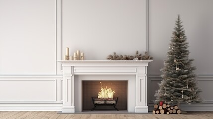 A m and Cozy Christmas Scene Featuring a Lit Fireplace and a Decorated Evergreen Tree