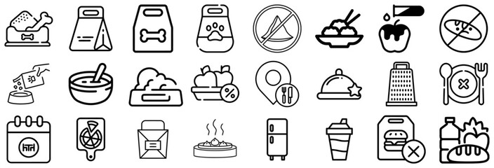 Food and Drink Icons Pet Food, Meals, and Groceries