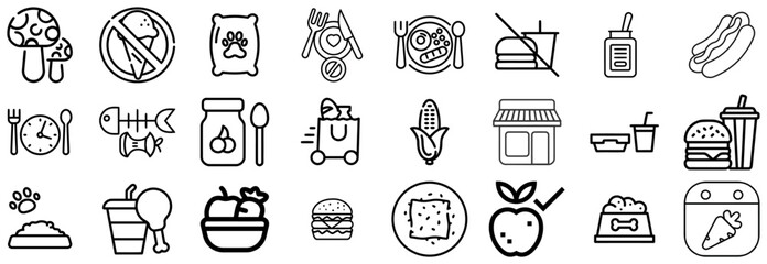 Collection of Food and Drink Icons with Various Themes