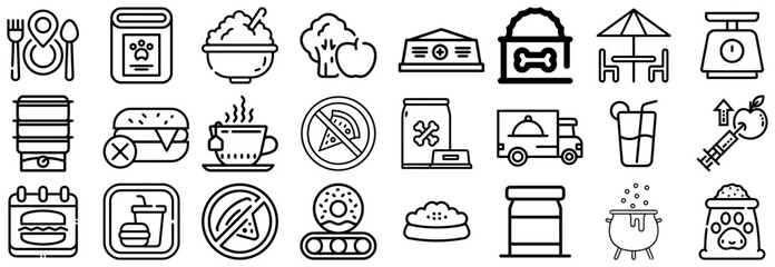Collection of Food, Drink, and Pet-Related Icons