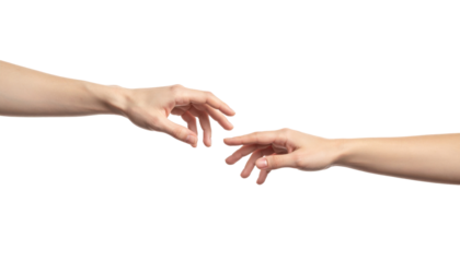 Two Human Hands Reaching Out For Each Other in a Symbolic Gesture of Connection and Unity