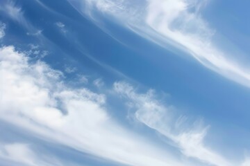 Blue sky with soft white clouds and wispy cirrus formations