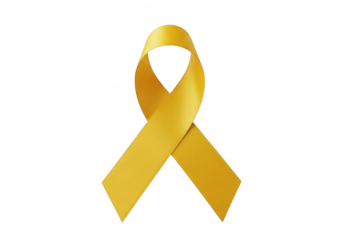 A single yellow awareness ribbon isolated on transparent background