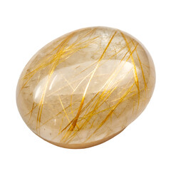 Golden Rutilated Quartz Gemstone Isolated on White Background on transparent background