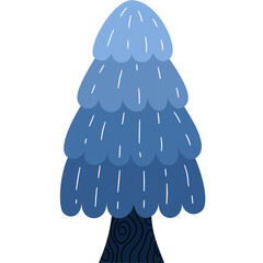 Whimsical blue winter tree illustration