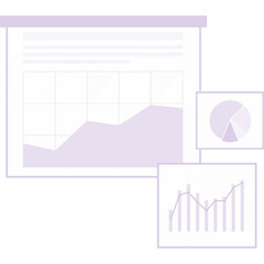 Data charts showing business growth and financial analysis