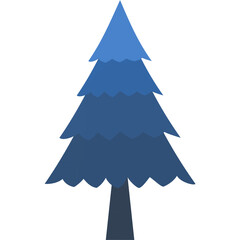 Stylized blue tree illustration for holiday cards