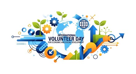 Inspiring volunteer day graphic for social media campaigns and community outreach, promoting growth, teamwork, and positive change globally