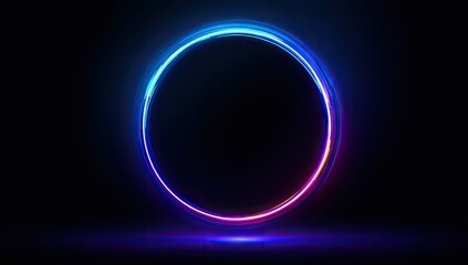 Obraz premium A glowing, vibrant circle composed of blue, pink, and purple light against a black backdrop