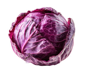 Obraz premium A vibrant, whole head of deep purple red cabbage against a black background
