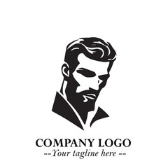 Stylish Handsome Man Silhouette Logo Symbol in Black on White Background &ndash; Modern Minimalist Vector Design