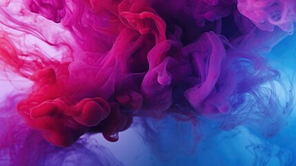 Obraz premium Abstract Swirls of Vibrant Magenta and Electric Blue Ink Droplets in Water