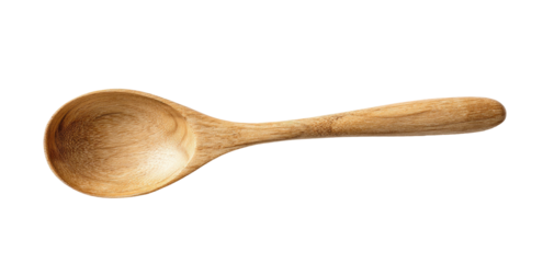 A light brown wooden spoon with a round bowl and tapering handle