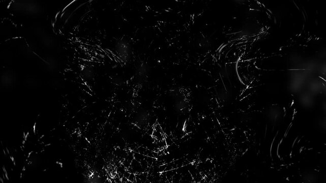 Subtle white scratches, dust, and noise fade in and out on black background. For vintage film effects or grunge overlays. Seamless loop