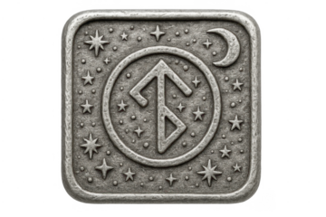 Othala rune symbol with stars and moon